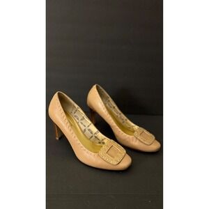 Jones New York Career Heels Tan Leather Buckle Detail Pumps Shoes Size